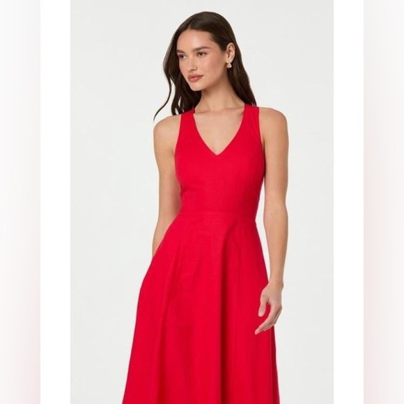 ASTR The Label Women's Red Cross Back Sleeveless Midi Dress XS B3032 - Picture 3 of 8